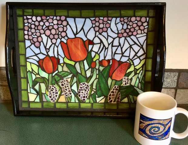 tulips, stained-glass mosaic 