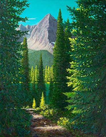 forest trail at Island Lake near Fernie, B.C. painting