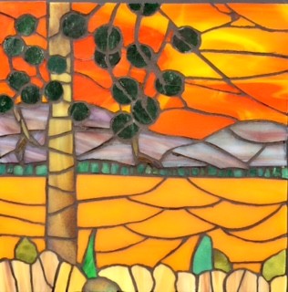 sunsets Koocanusa stained-glass