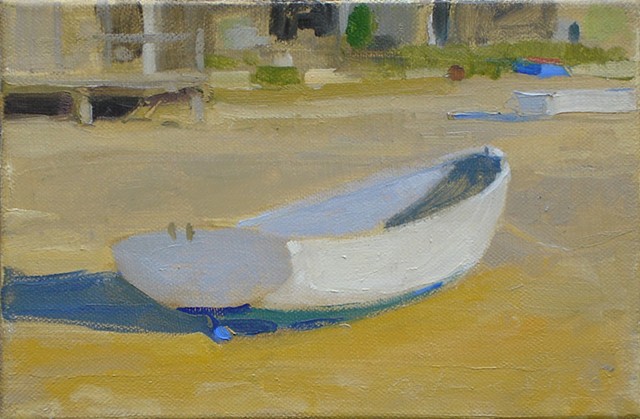 Oil painting of a boat, Cape Cod, Provincetown beach