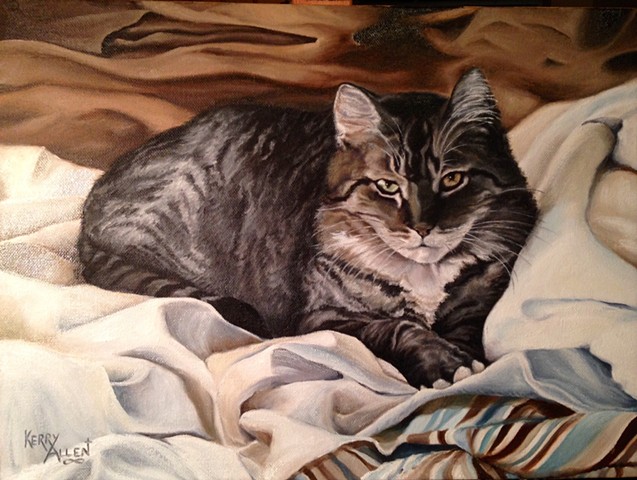 tabby cat, pet portrait, cat portrait, Rocky, cat painting
