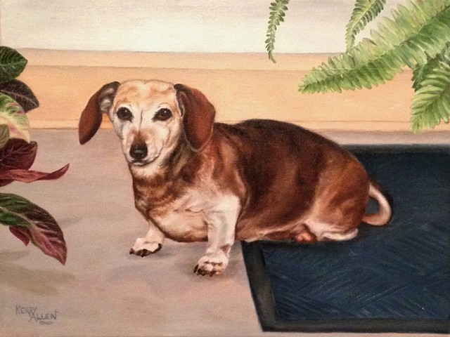 dachshund, pet portrait, red dog, Coco, dog painting 