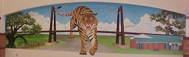 tiger, Mississippi River, mural, Louisiana