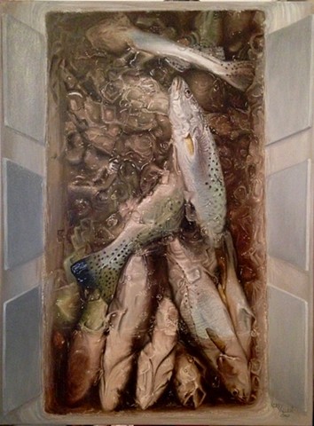 speckled trout, fish in cooler, fishing, trout, going fishing, ice chest
