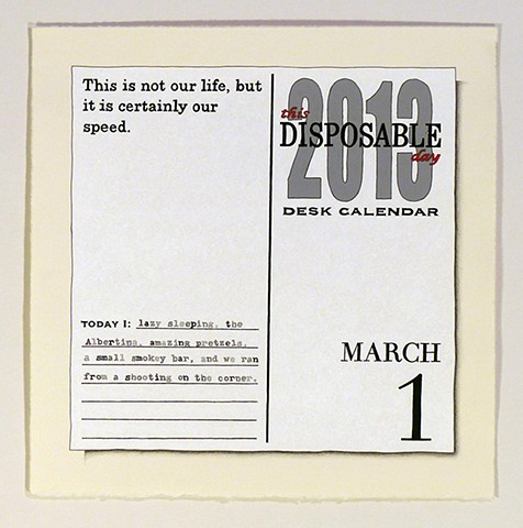 This Disposable Day Desk Calendar (March)