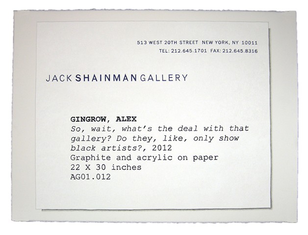 So, wait, what's the deal with that gallery? Do they, like, only show black artists?