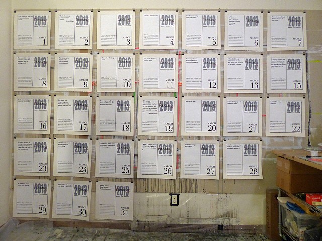 This Disposable Day Desk Calendar (March) Studio installation image in Brooklyn, NY
