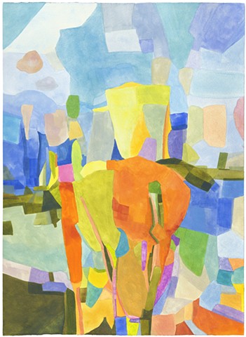 abstracted landscape, color, graphic image, broad swaths of color