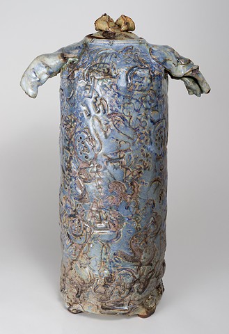 Tall Textured Cobalt Vase w/ Cover (view 1)