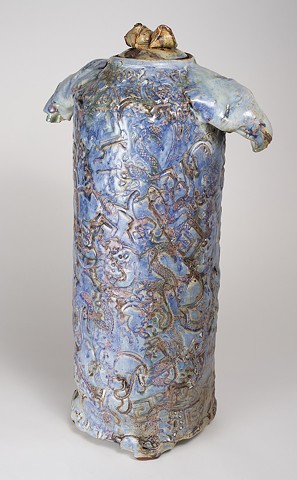 Tall Textured Cobalt Vase w/ Cover (view 2)