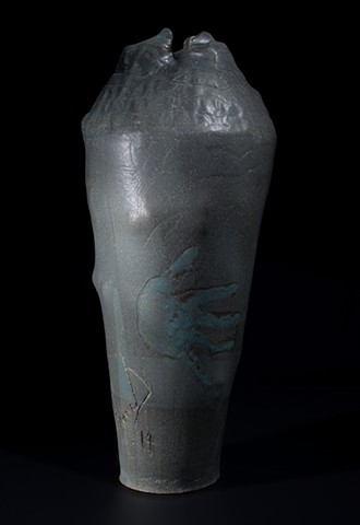 Alternate view of handprint vase