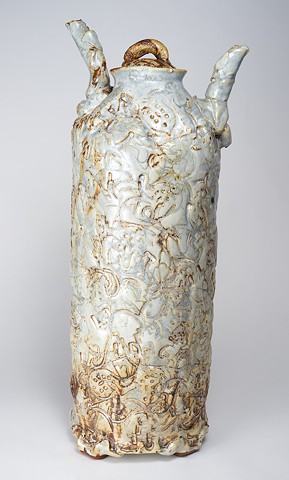 Tall Textured Vase w/ Cover (view 1)