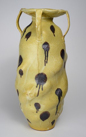 Tall Yellow Vase w/ Spots (view 2)