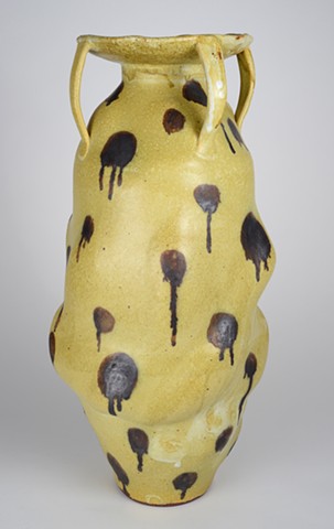 Tall Yellow Vase w/ Spots (view 1)