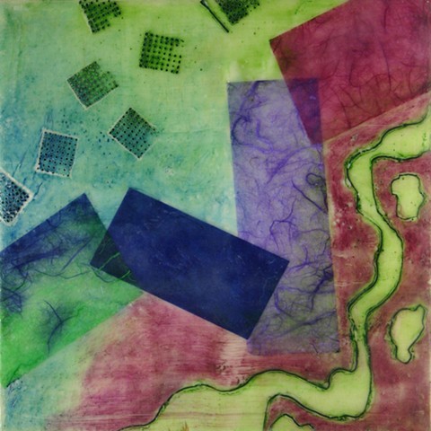 abstract, encaustic, pastel, paper, oil stick