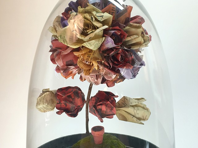 "Herstory" metal and paper roses depicting famous women sculpture by Water Kerner