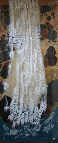 Unique two piece encaustic waterfall painting