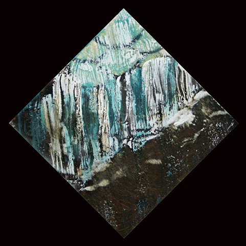Energetic Diamond shaped encaustic Waterfall 