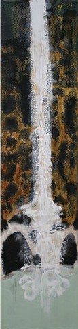 Encaustic waterfall Painting incorporating Tar