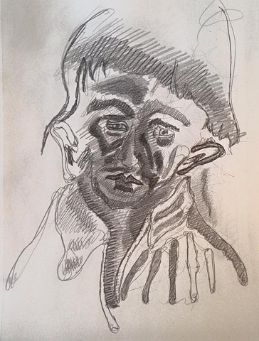 face pencil drawing a cortright devereux artist pennsylvania german expressionism