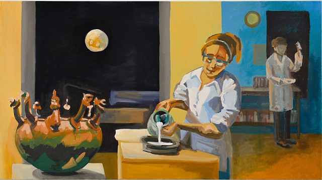 painting of a women in a lab