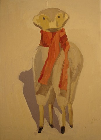 Oil painting of Sheep figure