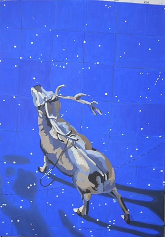 still life, deer on star map