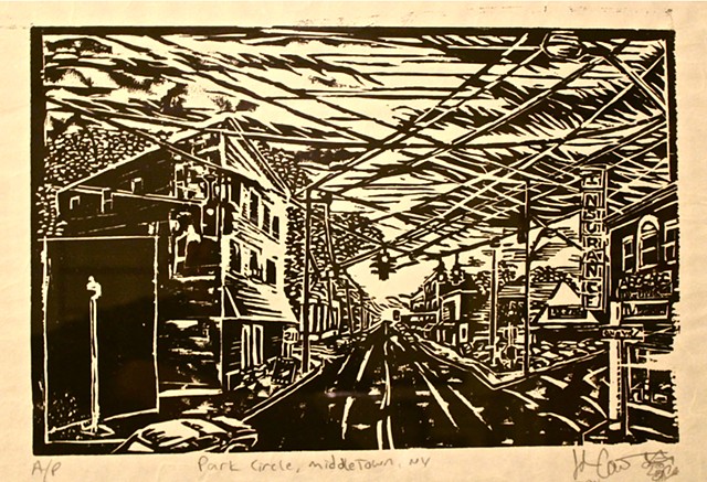 woodcut, john carruthers, middletown, ny
