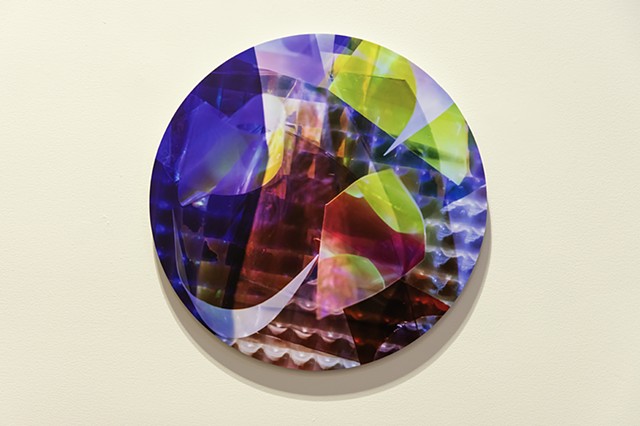 Natalie Hunter Piecing Light, Portal 05 2025 Archival pigment print on Hahnemuhle paper from layered 120mm negatives. Mounted to aluminum composite with laminate and gravity bar. 16" round