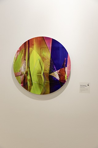 Natalie Hunter Piecing Light, Portal 07 2025 Archival pigment print on Hahnemuhle paper from layered 120mm negatives. Mounted to aluminum composite with laminate and gravity bar. 16" round