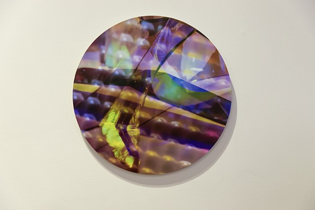 Natalie Hunter Piecing Light, Portal 06 2025 Archival pigment print on Hahnemuhle paper from layered 120mm negatives. Mounted to aluminum composite with laminate and gravity bar. 16" round