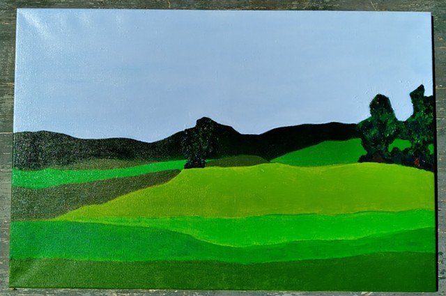 'Green Pastures XIII w/Exploded Trees (Yellow)'