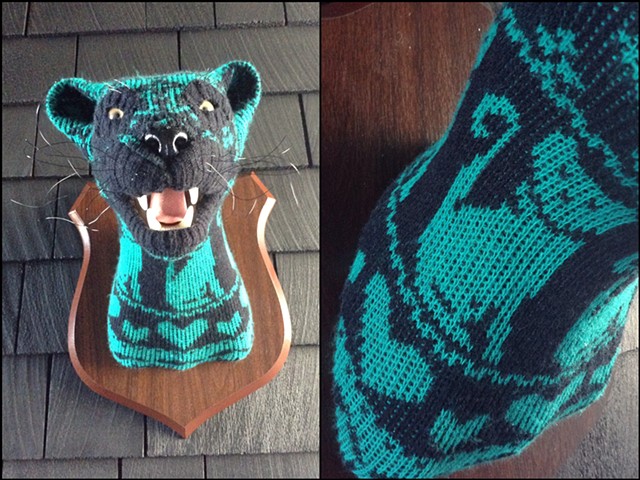Sweaty Cat lady panther cougar jaguar Sweater Taxidermy kitty 80's