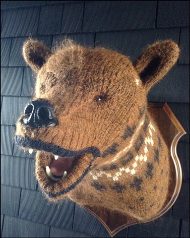 sweater Bear Faux Taxidermy old man fuzzy grizzly black