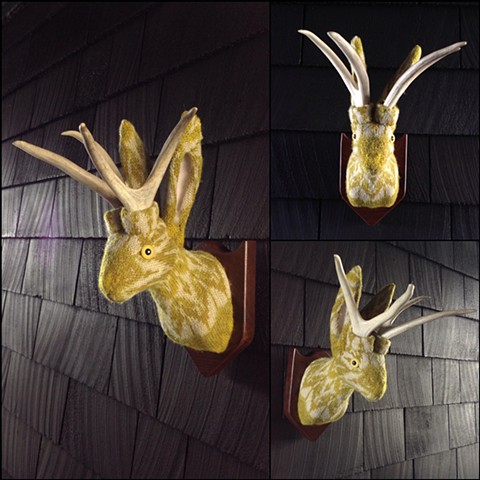 sweater faux taxidermy jackalope 60's 50's sweden swedish old lady animal