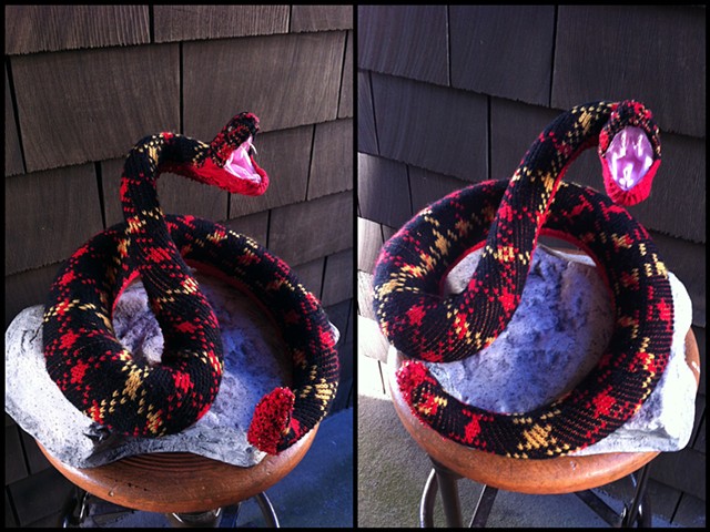photograph of Sweaty Viper Snake Faux Taxidermy Vintage Sweater Fangs