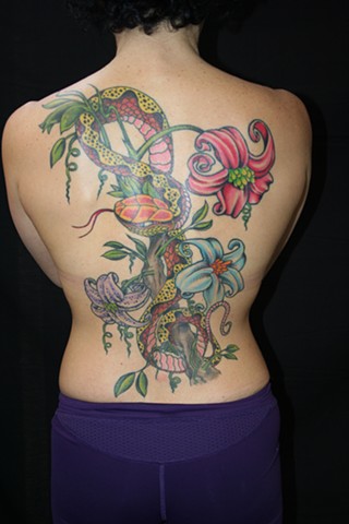 Backpiece of Snake and Lilies