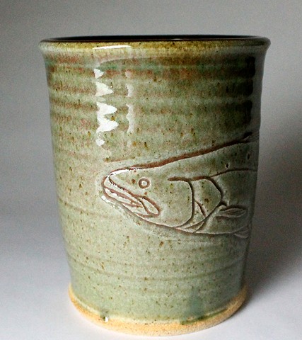 Hand Carved Speckled Trout Fish Tumbler (a)