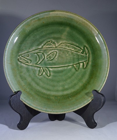 Hand Carved Speckled Trout Fish Plate (a)