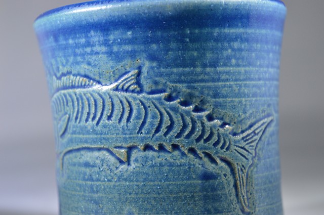 Hand Carved Kingfish Cup (c)