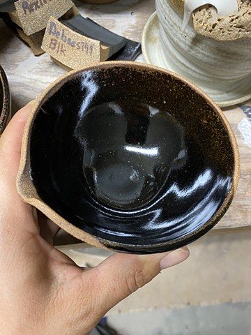 Testing new glaze on a tea bowl