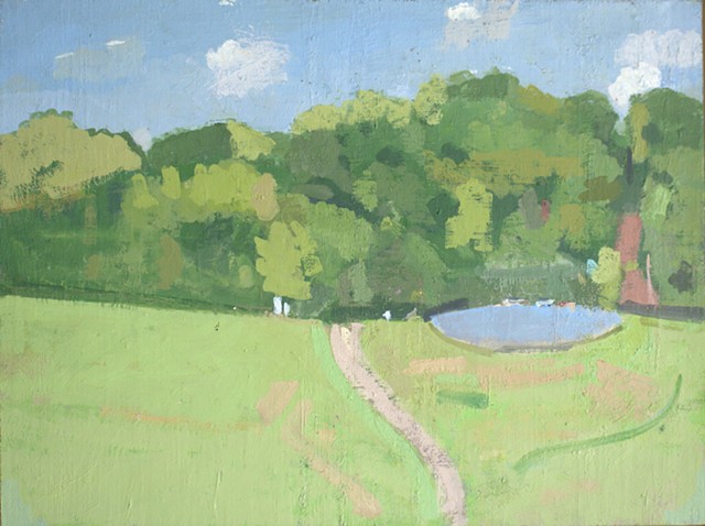 Brookville Dam Right #2, Oil on canvas mounted on panel, 12" X 16" 2023
