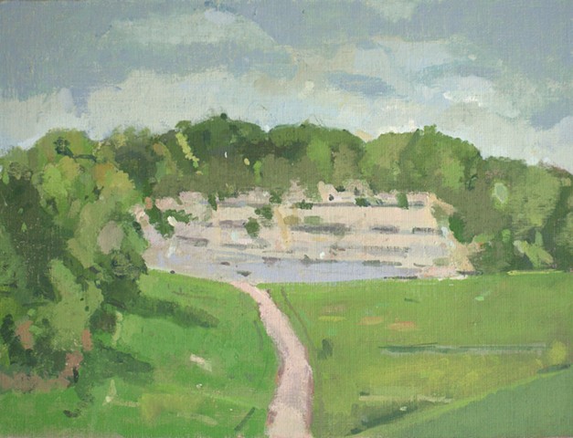 Brookville Dam Left #1, Oil on canvas mounted on panel, 2023     
