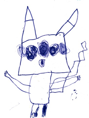 Blue Pikachu with Five Eyes