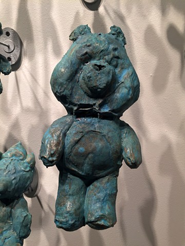 Slip dipped ceramics, stuffed animals, sculpture, childhood and art, parenthood and art