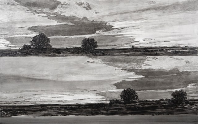  landscapes, skyscapes, contemporary painting, black and white paintings