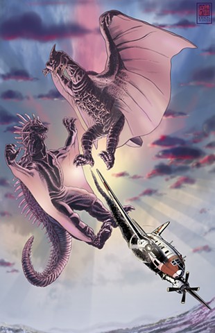 Varan Rodan radon pin-up Godzilla