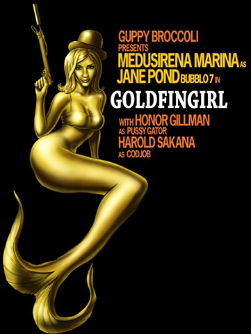 Goldfingirl Goldfinger parody for Medusirena Marina t-shirt