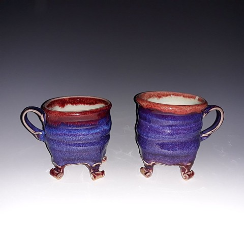 Janet Buskirk Mug Ceramic Stoneware Porcelain Hand Made purple blue