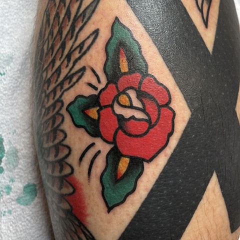 traditional rose tattoo, Tad Peyton tattoo, Jinx Proof Tattoo, Washington D.C. tattoo, Absolute Art Tattoo, Richmond Va tattoo